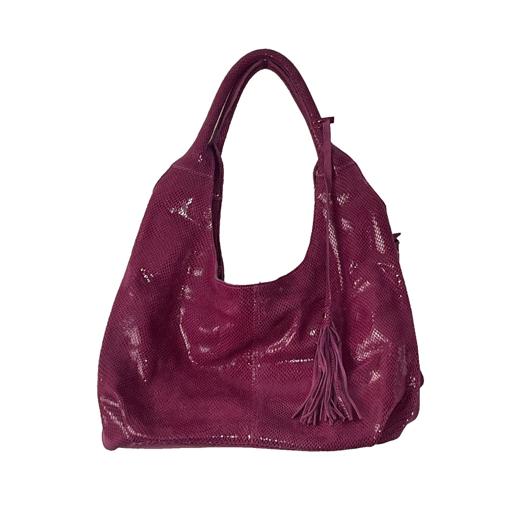Maxine Couture Pink Purple Snakeskin Print Hobo Shoulder Bag Y2K Slouchy Tassel